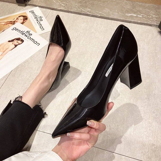 Damen spitze High Heels mit Blockabsatz