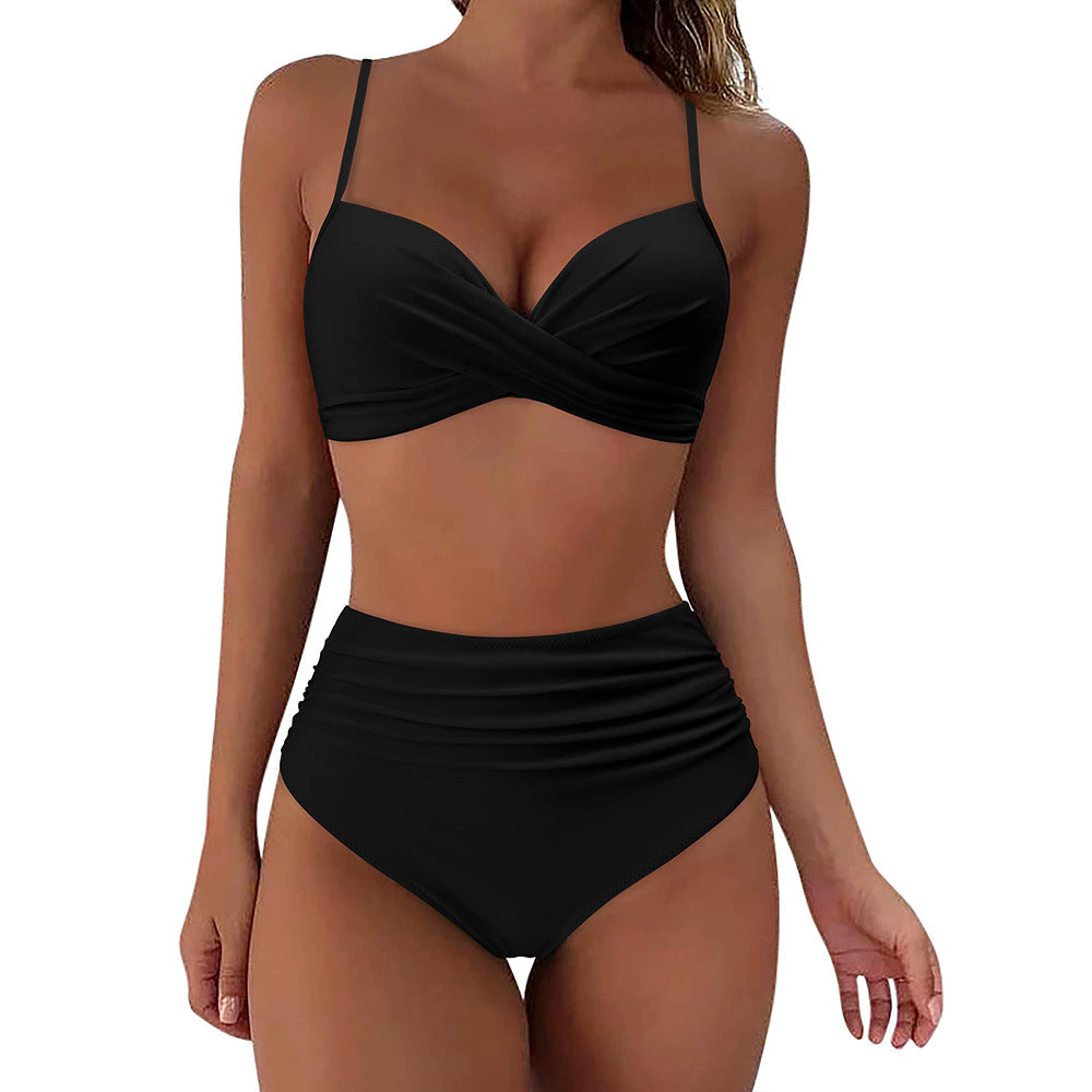 Damen High-Waist Tierdruck-Bikini-Set