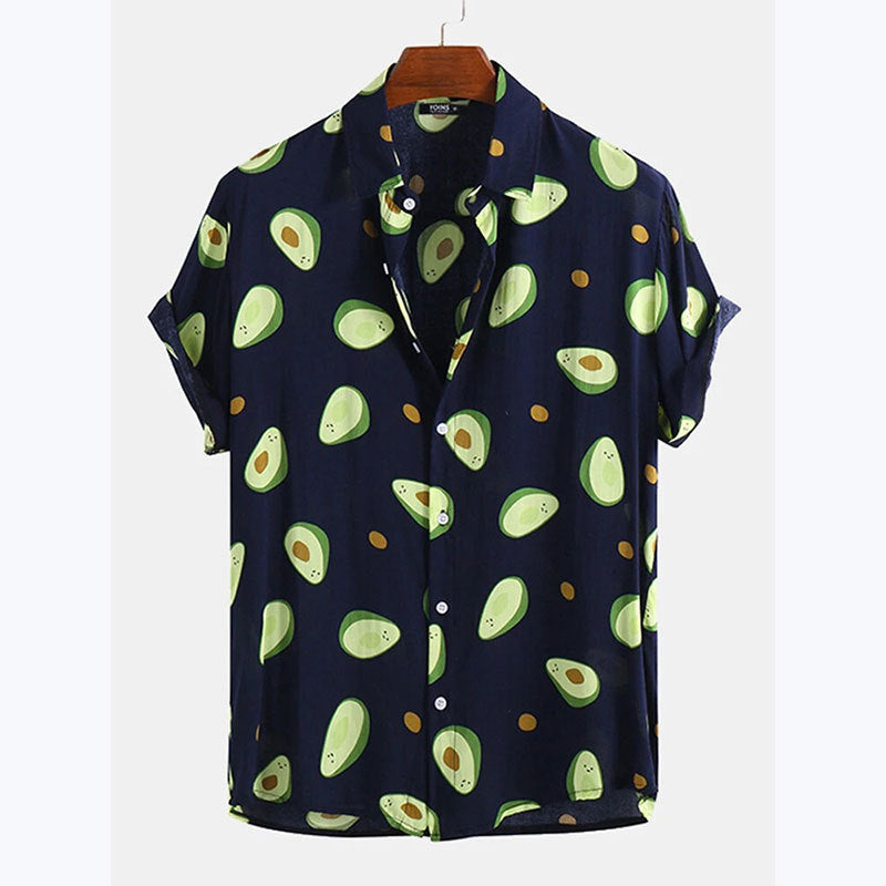 Herren Kurzarmhemd mit frischem Avocado-Muster