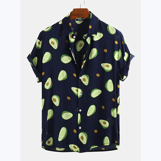 Herren Kurzarmhemd mit frischem Avocado-Muster