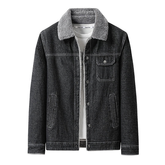 Herren Overshirt-Jacke aus Denim mit Teddyfutter und Sherpa-Kragen Shop Nory
