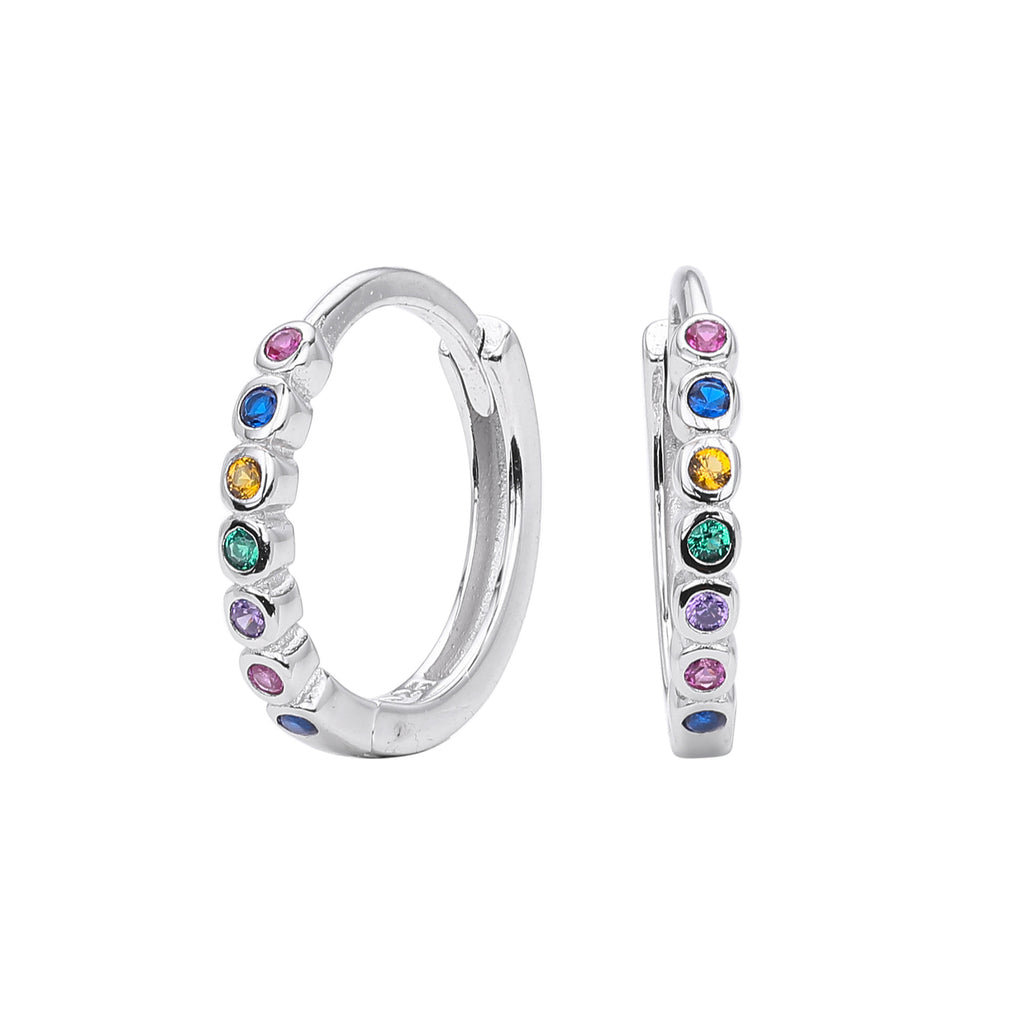 Damen Creolenohrringe mit bunten Zirkon-Akzenten und hochwertigem 925 Sterlingsilber Shop Nory