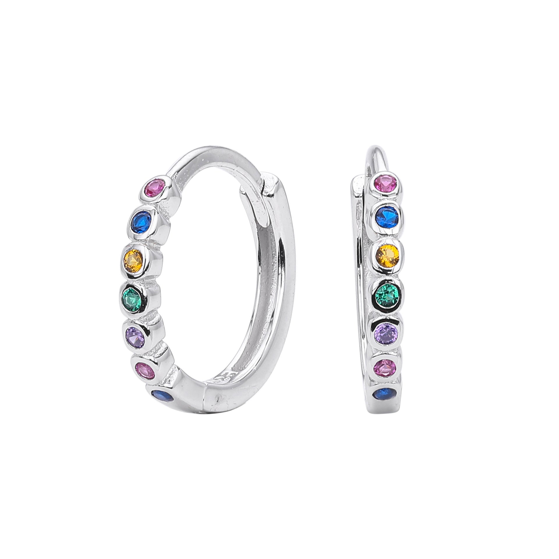 Damen Creolenohrringe mit bunten Zirkon-Akzenten und hochwertigem 925 Sterlingsilber Shop Nory