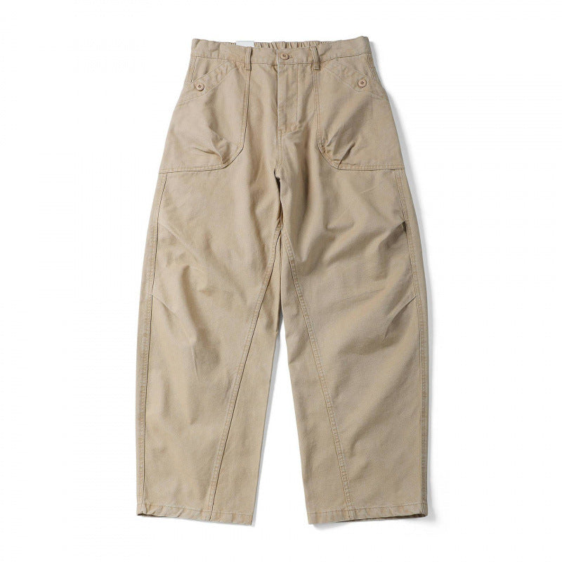 Unisex Lockere Utility-Hose mit hoher Taille, weitem Bein und aufgesetzten Arbeitstaschen Shop Nory