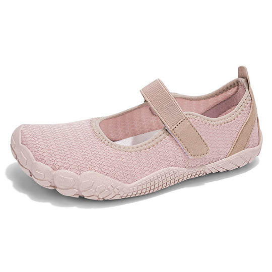 Damen Leichter Strick-Mary-Jane-Slipper mit Klettverschluss und flexibler Barfußsohle Shop Nory