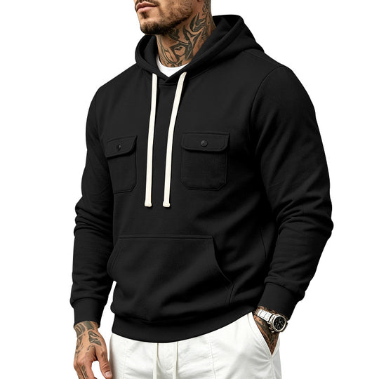 Herren Kapuzenpullover mit Brustklappen- und Kängurutasche Shop Nory