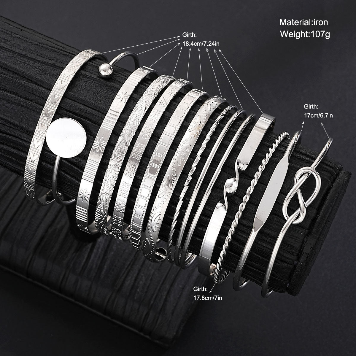 Damen Armreifen-Set mit verschiedenen eleganten Strukturen Shop Nory