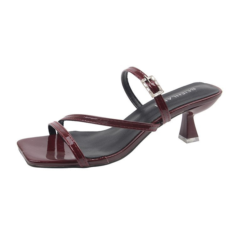 Damen elegante Slingback Sandalen mit transparentem Blockabsatz