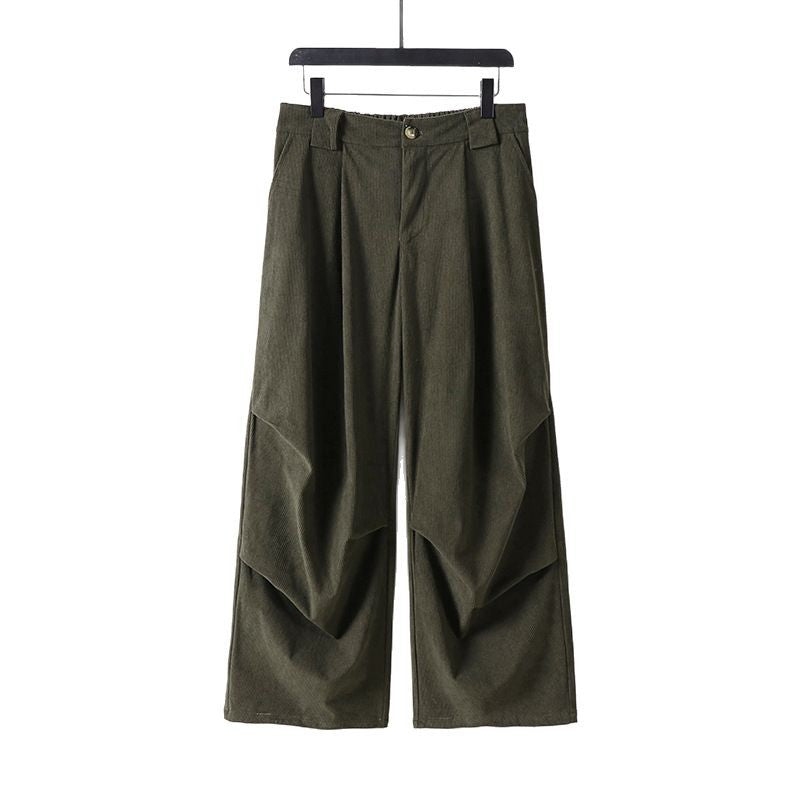 Damen Weite Cordhose mit hoher Taille, Bundfalten und Eingrifftaschen Shop Nory