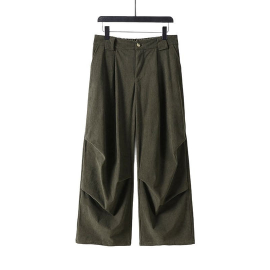 Damen Weite Cordhose mit hoher Taille, Bundfalten und Eingrifftaschen Shop Nory