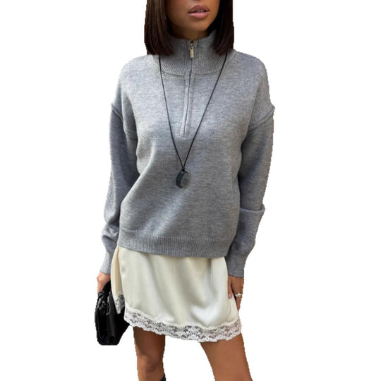 Damen Bequemer Halbreißverschluss Pullover Shop Nory