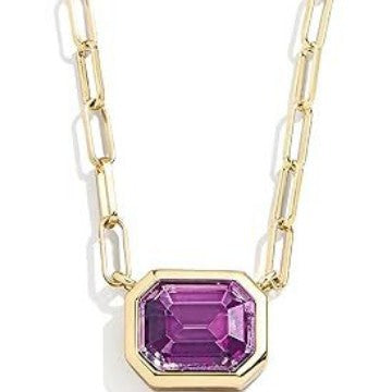 Damen Halskette mit facettiertem Rubinanhänger und eleganter Gliederkette Shop Nory