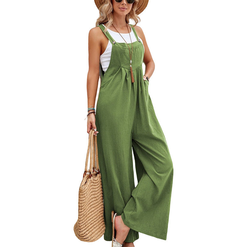 Damen Lässiger Jumpsuit mit weitem Bein und verstellbaren Trägern