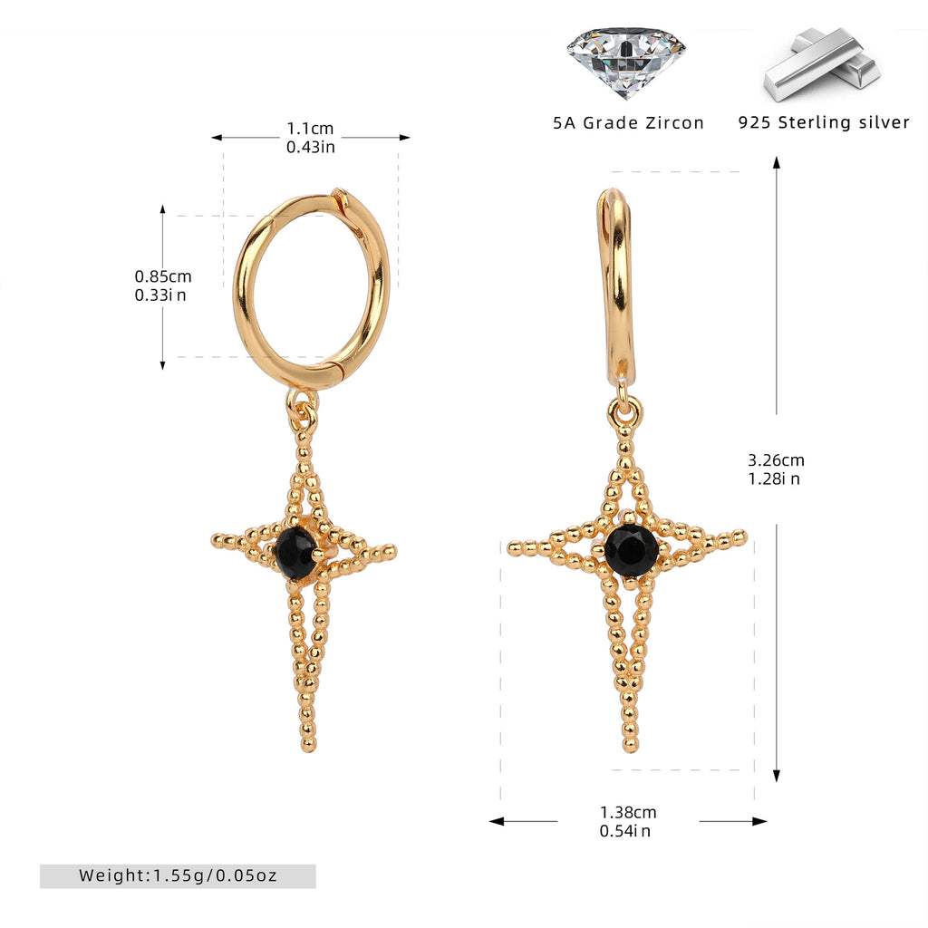 Damen Ohrhänger mit Kreuzdesign und funkelndem Zirkon Shop Nory