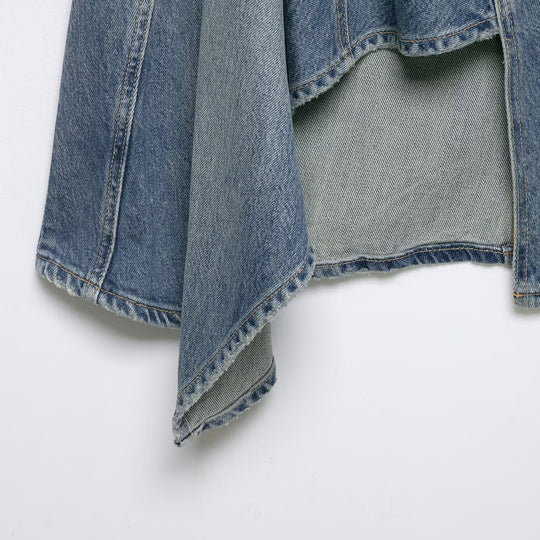 Damen Asymmetrischer Denim‑Wickelrock mit Einsätzen und Taschen Shop Nory
