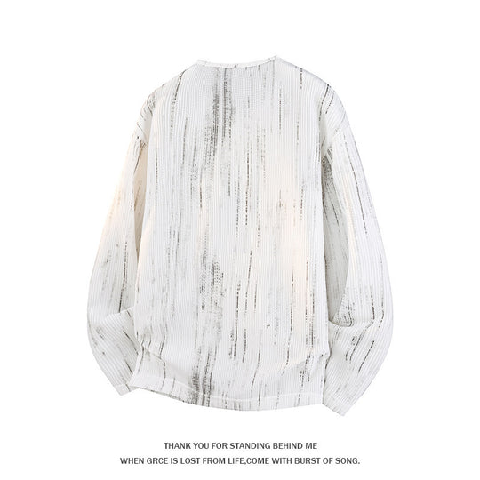 Herren Oversize Strickpullover mit Henley-Ausschnitt und feiner Strukturstreifen Shop Nory