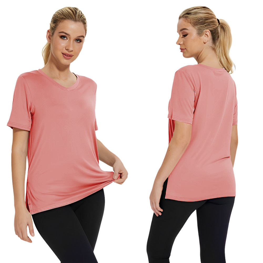 Damen Funktionales V-Ausschnitt Sportshirt mit atmungsaktiver Technologie Shopnory