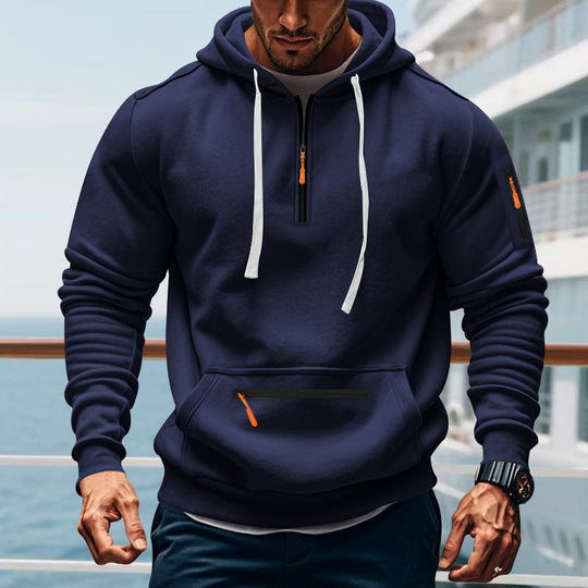 Herren sportlicher Kapuzenpullover mit praktischem Zwei-Wege-Reißverschluss und seitlichen Taschen