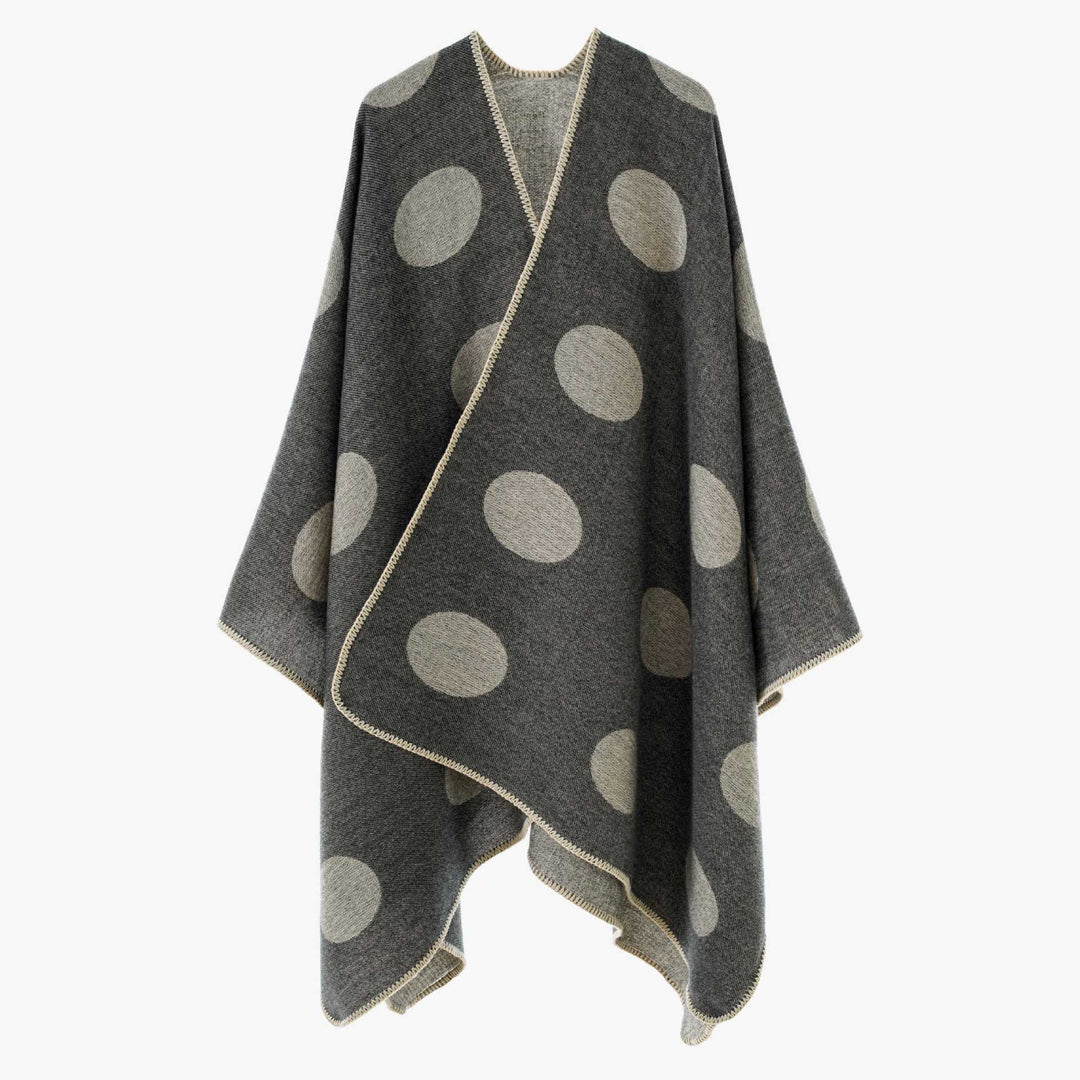 Damen Punkte-Überwurf Cape aus Wollmix mit Zierstich Shop Nory