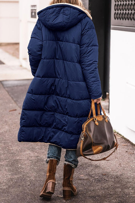 Damen lange, gefütterte Winterjacke mit Fleece-Futter