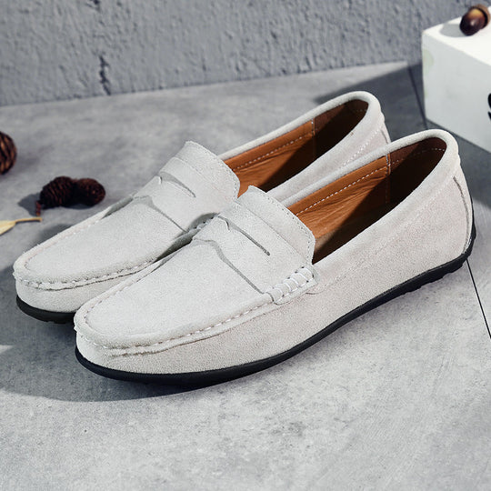 Herren nan eleganter Wildleder-Loafer mit handgenähter Moccasinnaht und rutschfester Gummiprofilsohle