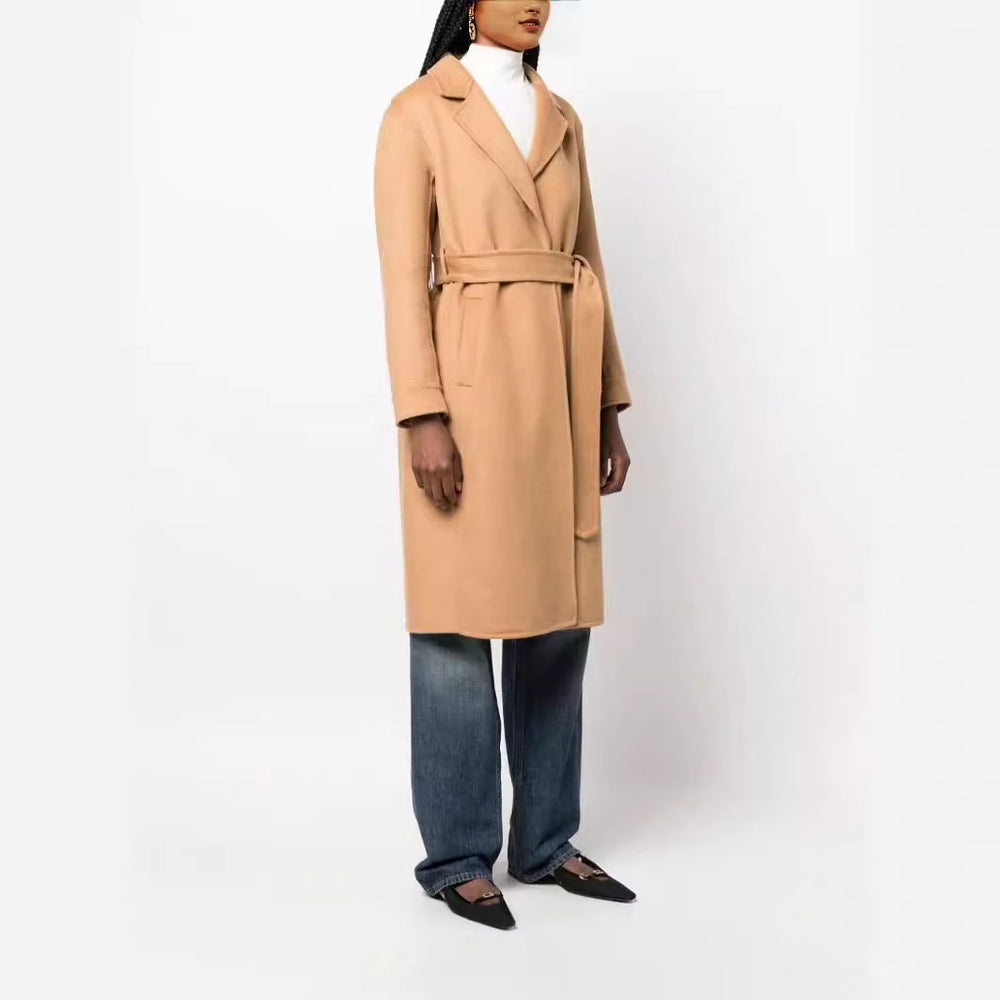 Damen Midilanger Wickelmantel im Clean‑Cut aus Woll‑Kaschmirmix mit Bindegürtel Shop Nory