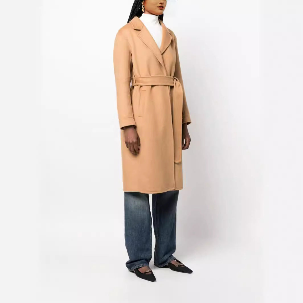 Damen Midilanger Wickelmantel im Clean‑Cut aus Woll‑Kaschmirmix mit Bindegürtel Shop Nory
