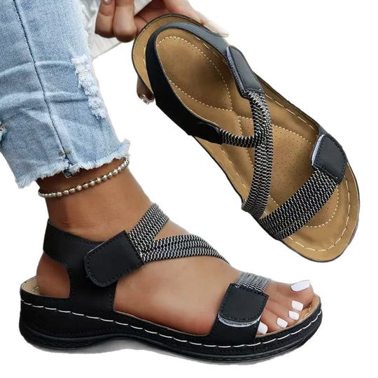 Damen Komfortable Sandalen mit verstellbaren Riemen und ergonomischem Fußbett