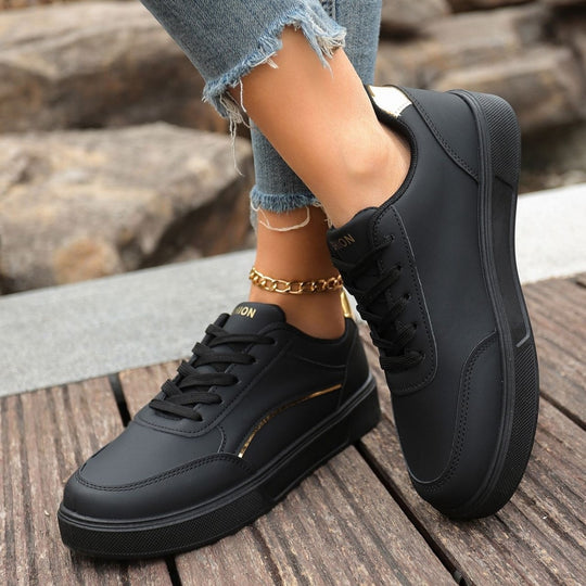 Damen Plateau-Sneaker mit goldener Zierkante und gepolstertem Komfortfußbett Shop Nory