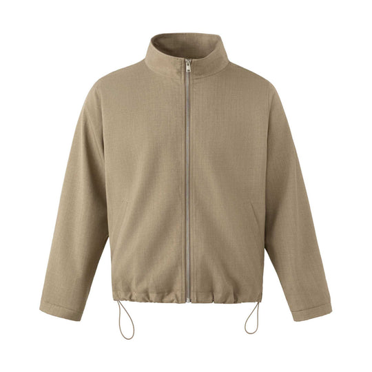 Herren Leichte Baumwoll-Mischgewebe-Utility-Jacke mit Stehkragen und Kordelzug Shop Nory