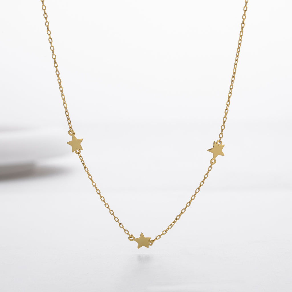 Damen Halskette mit funkelnden Sternenanhängern aus 925 Sterling Silber Shop Nory