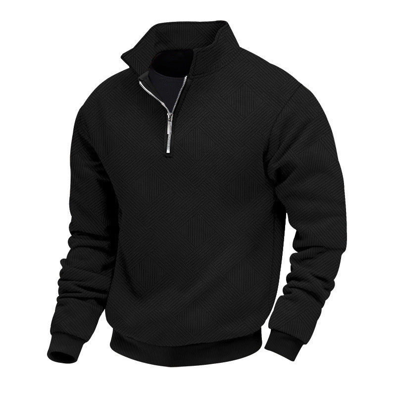 Herren Halbzip-Strickpullover mit geometrischer Struktur und Stehkragen Shop Nory