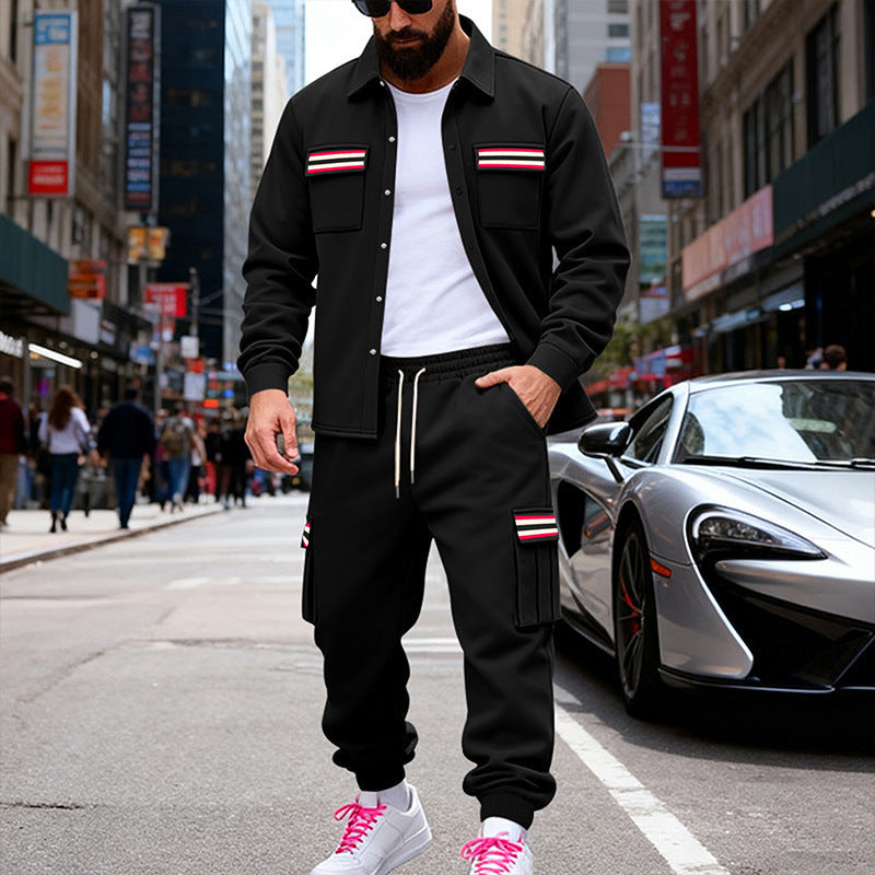 Herren Urbanes zweiteiliges Utility-Joggingset mit Overshirt und Cargo-Hose Shop Nory