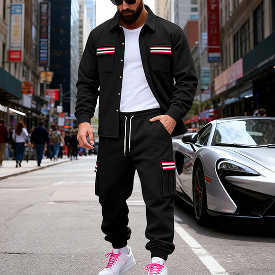 Herren Urbanes zweiteiliges Utility-Joggingset mit Overshirt und Cargo-Hose Shop Nory