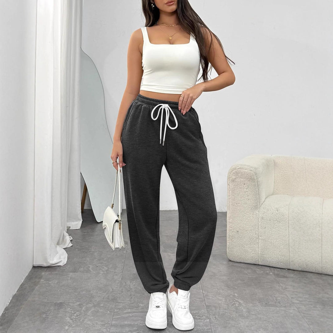 Damen High-Waist Jogginghose mit Tunnelzug, elastischen Bündchen und Seitentaschen Shop Nory