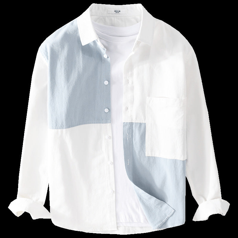 Herren Hemd im Colorblock-Look aus leichtem Baumwollmix mit Kentkragen Shop Nory