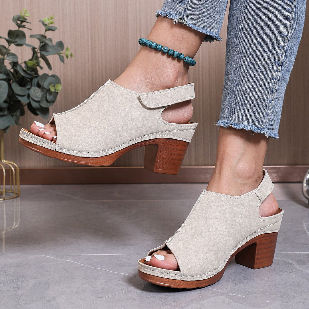 Damen Clogs mit elegantem offenes Design und komfortablem Blockabsatz