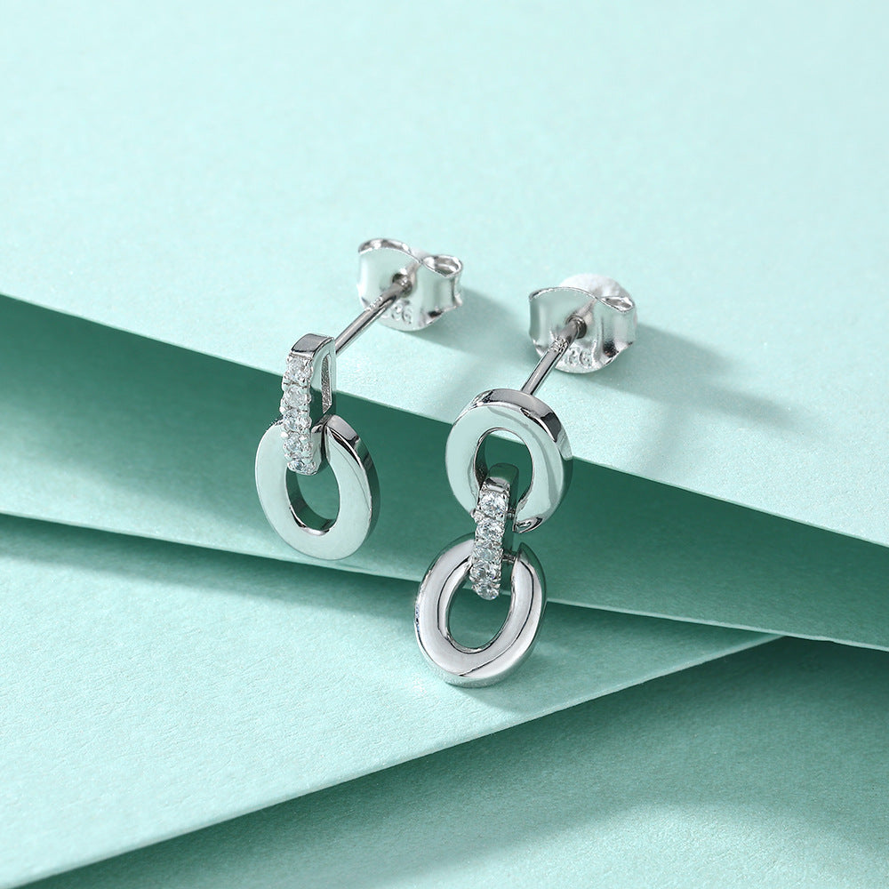 Damen Ohrringe mit modernem Ketten-Design und funkelnden Zirkonia Shop Nory