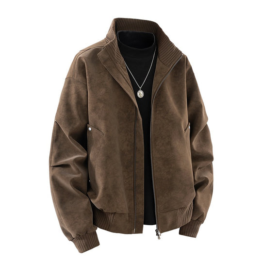 Herren Modische Bomberjacke aus Kunstleder Shop Nory