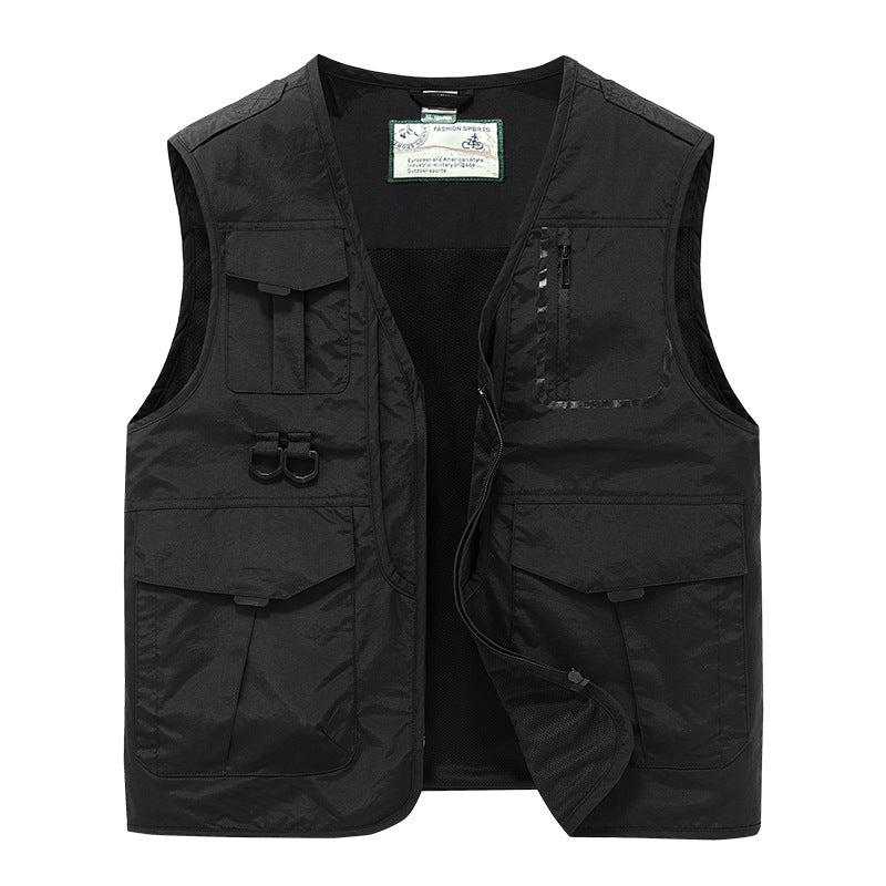 Herren Multifunktionale Outdoor-Utility-Weste mit Multitaschen, Mesh‑Futter und D‑Ringen Shop Nory