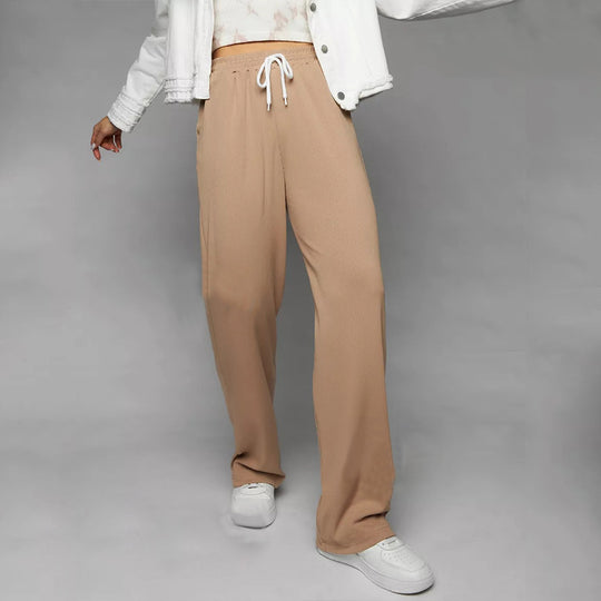 Damen weite hochgeschnittene Loungehose mit elastischem Bund und Kordelzug Shop Nory
