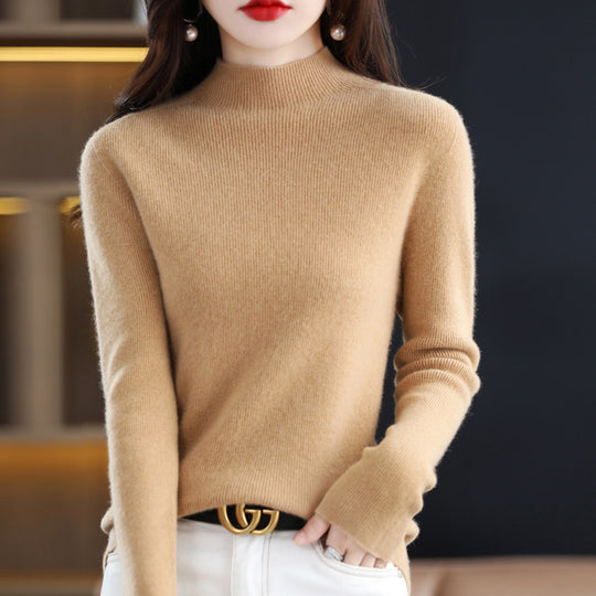 Damen Schmal geschnittener Mockneck-Pullover aus kaschmirähnlichem Feinstrick Shop Nory