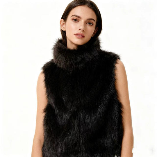 Damen Ärmellose Teddy‑Plüschweste mit hohem Stehkragen und dichtem Hochflor Shop Nory