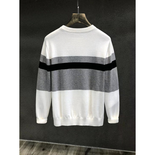Herren Feiner Rundhalspullover mit Blockstreifen und regular Fit Shop Nory