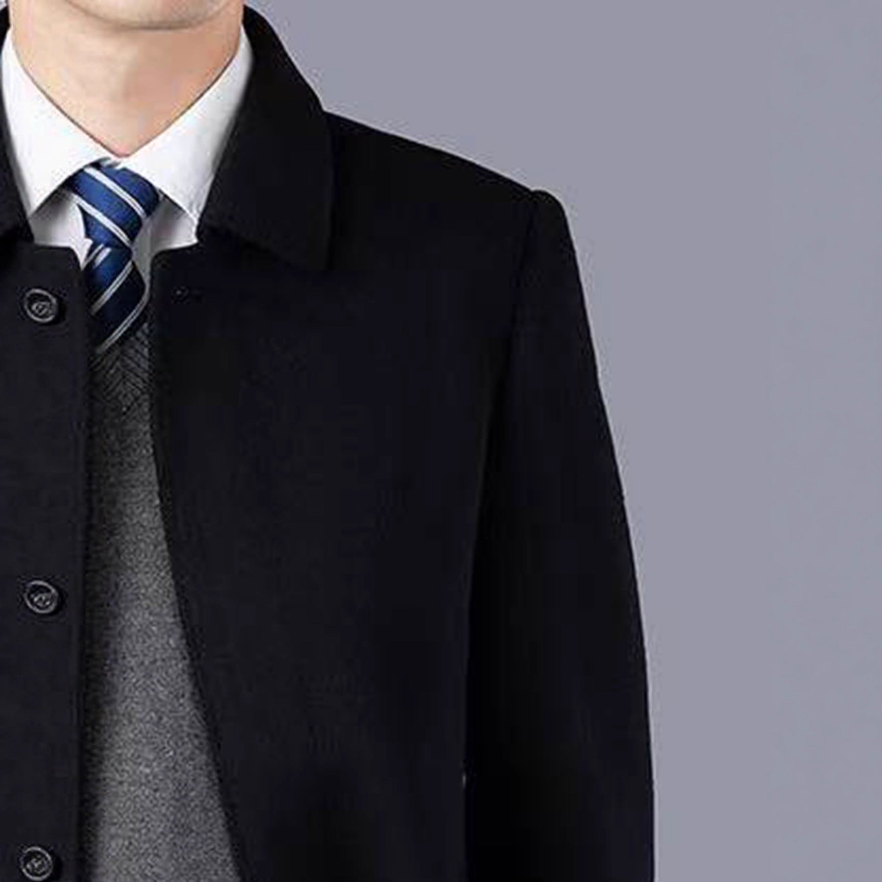 Herren klassischer Übergangs-Mantel aus hochwertigem Wollgemisch