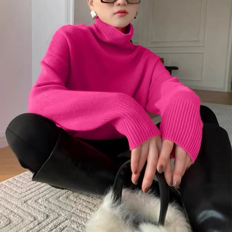 Damen Oversize Feinstrickpullover mit hohem Rollkragen und Seitenschlitzen Shop Nory