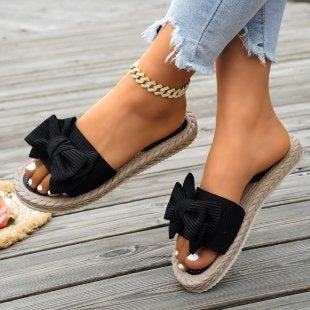 Damen modische Espadrilles mit dekorativem Schleifen-Detail