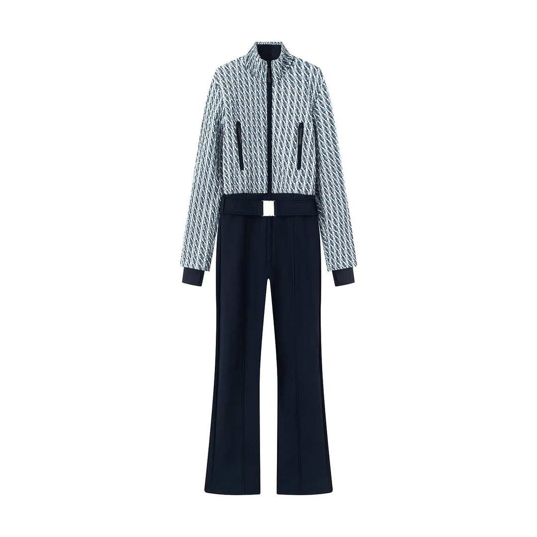 Damen Zweiteiliges Ensemble aus strukturierter Kurzjacke und hochgeschnittener Schlaghose Shop Nory