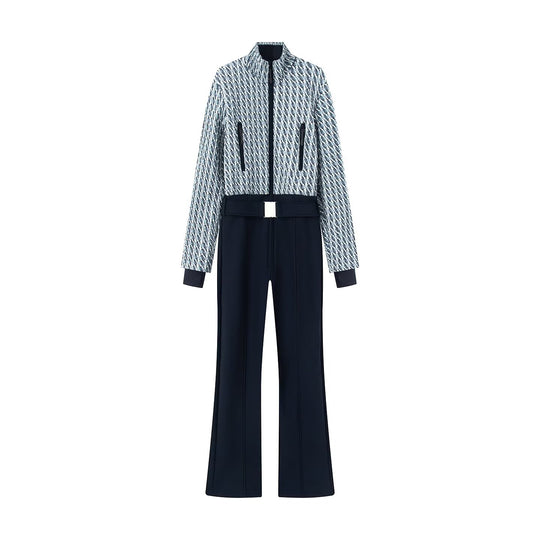 Damen Zweiteiliges Ensemble aus strukturierter Kurzjacke und hochgeschnittener Schlaghose Shop Nory