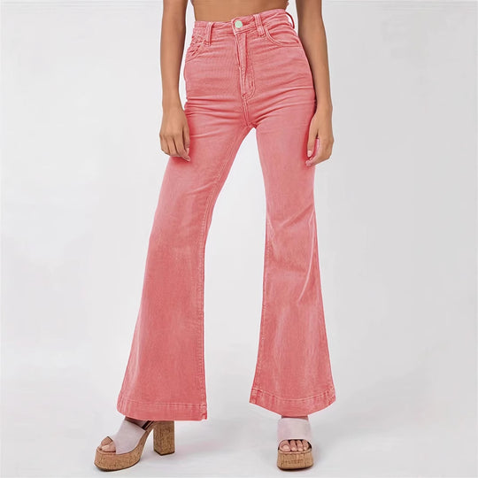 Damen Hochtaillierte Schlaghose mit weitem Bein und Stretchbund Shop Nory